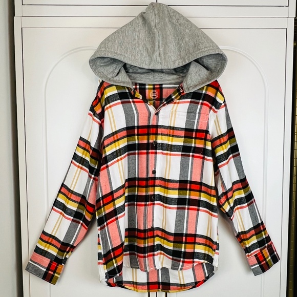 Wonder Nation Boy's Plaid Button Down Hoodie - Picture 1 of 7